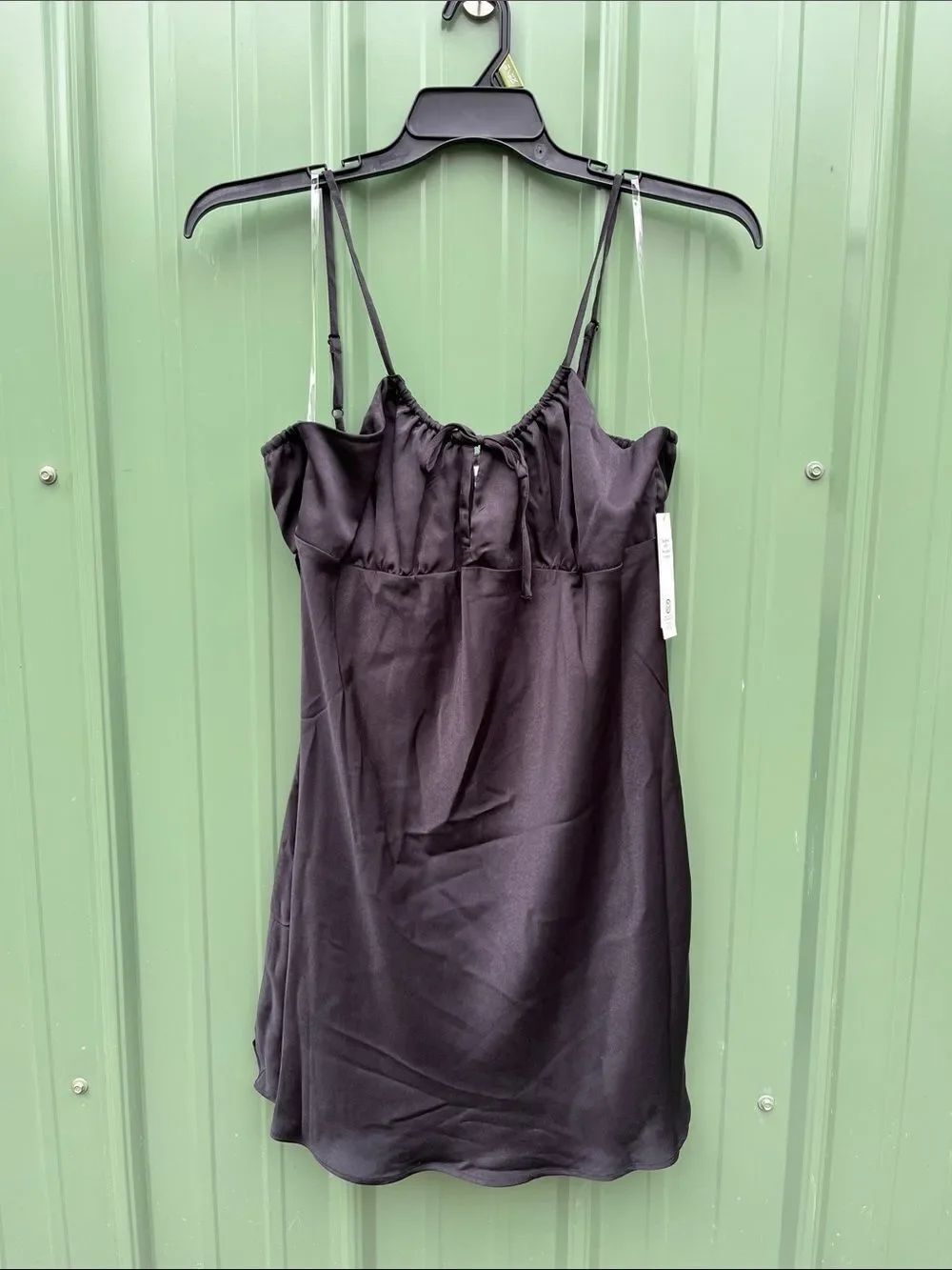 Women’s Black Satin Chemise Lounge Sleep Nightgown Size XL